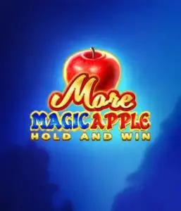 Step into the enchanting world of the More Magic Apple slot game by 3 Oaks Gaming, showcasing a shimmering red apple on a vivid blue background. This graphic conveys the magical theme of the game. Ideal for lovers of magical themes, the vibrant colors and enticing design make this slot stand out. 