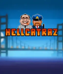 Dive into the action-packed world of the Hellcatraz game by Relax Gaming, featuring a cartoonish prisoner and a guard with the infamous Alcatraz prison and San Francisco skyline in the background. This image captures the adventure and mischief of an prison break-themed game, great for fans of retro gaming, offering a entertaining gaming experience. 