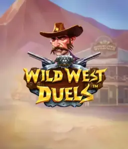  Dive into the daring world of "Wild West Duels" by Pragmatic Play, featuring a tough gunslinger ready for a showdown. The image features a stern cowboy with crossed pistols, framed by a dusty Western town. His sharp gaze and detailed attire capture the essence of the Old West. The game's title is prominently featured in an ornate font, enhancing the action-packed theme. 